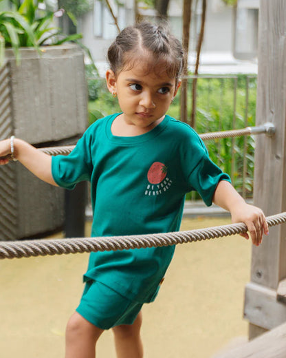 Dulaar Teal T-shirts & Shorts Set-Be Your Berry Best-Organic Cotton-For Infants