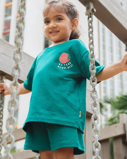 Dulaar Teal T-shirts & Shorts Set-Be Your Berry Best-Organic Cotton-For Infants