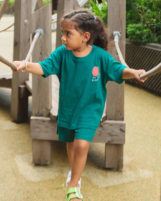 Dulaar Teal T-shirts & Shorts Set-Be Your Berry Best-Organic Cotton-For Infants
