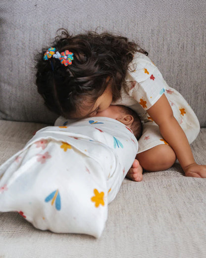 Dulaar A World in Bloom Organic Muslin Swaddle-GOTS Certified Organic Cotton-Infant Wraps