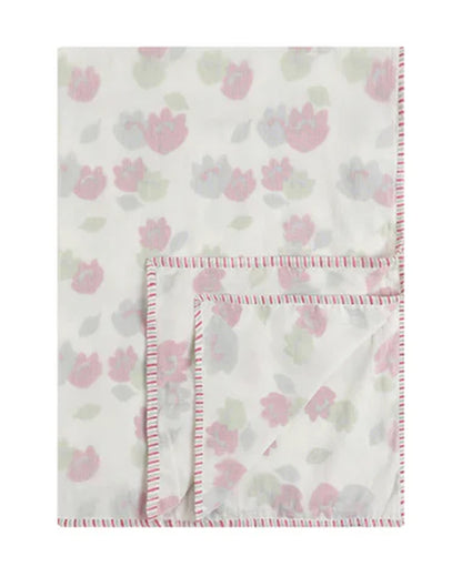 Dulaar 3 Layer Hand Block Printed Breezy Buds Baby Dohar Blanket-Pure Malmal Cotton Muslin-For Infants