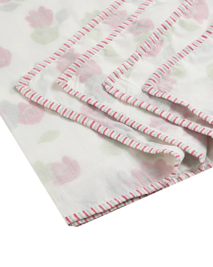 Dulaar 3 Layer Hand Block Printed Breezy Buds Baby Dohar Blanket-Pure Malmal Cotton Muslin-For Infants