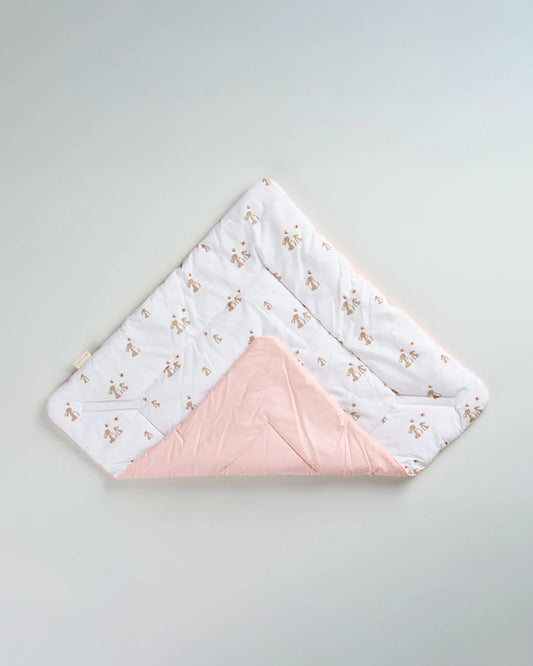 Aariro Quilted Baby Carrier Nest Cum Receiving Blanket-Honey Bunny-White & Pink-For Infants