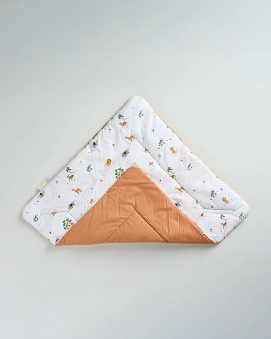 Aariro Quilted Baby Carrier Nest Cum Receiving Blanket-Wild Safari-White & Orange-For Infants