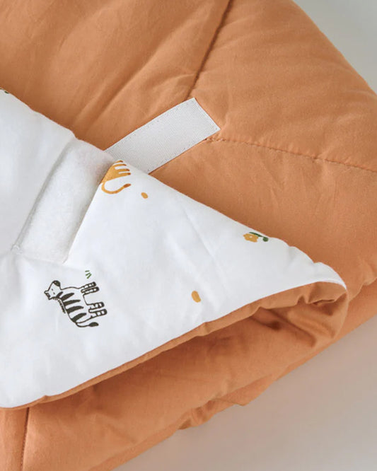 Aariro Quilted Baby Carrier Nest Cum Receiving Blanket-Wild Safari-White & Orange-For Infants