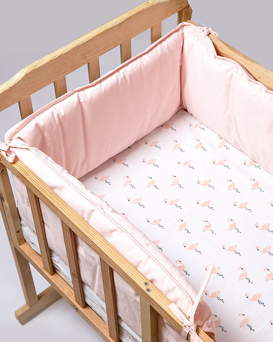 Aariro Crib Baby Bedding Set-Tropical Flamingo-White & Pink-Organic Cotton-Crib Bedding-For Infants