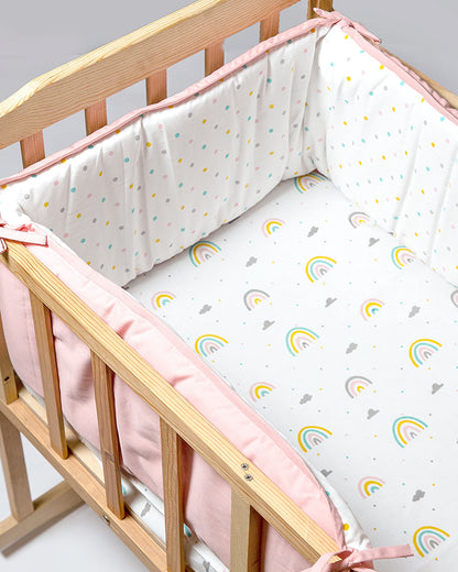 Aariro Crib Baby Bedding Set-Follow the rainbow-White-Organic Cotton-Crib Bedding-For Infants