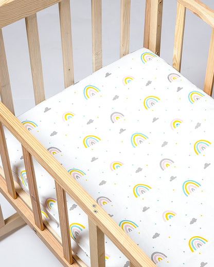 Aariro Crib Baby Bedding Set-Follow the rainbow-White-Organic Cotton-Crib Bedding-For Infants