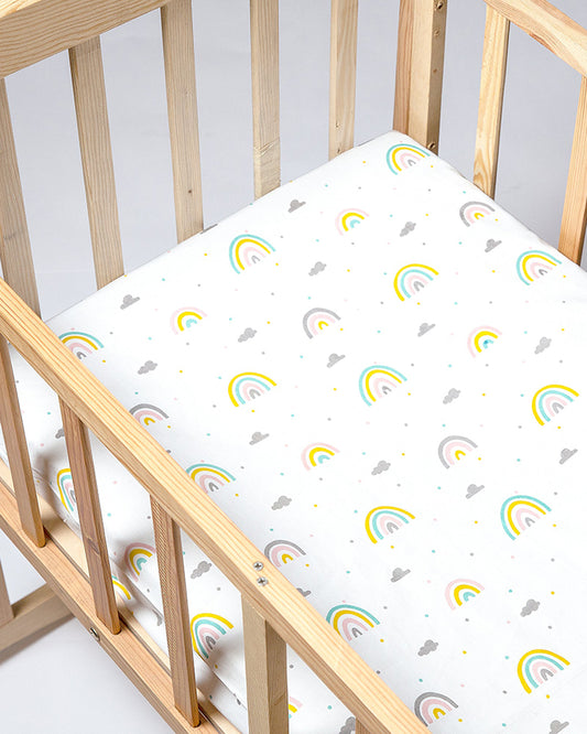 Aariro Crib Baby Bedding Set-Follow the rainbow-White-Organic Cotton-Crib Bedding-For Infants