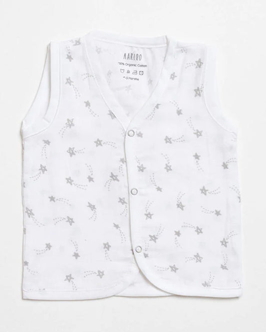 Aariro White Jhablas-Counting Sheep-100% GOTS Certified Organic Muslin-Pack of 2-For Infants
