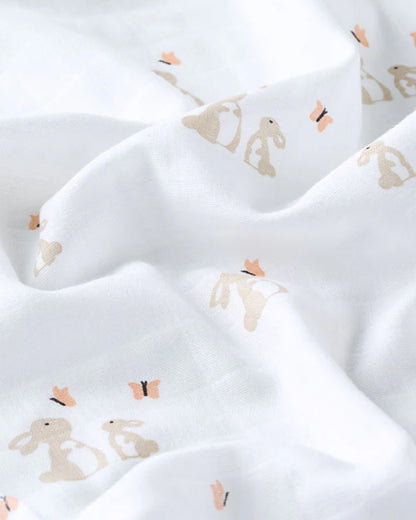 Aariro Muslin Swaddle-Honey Bunny-Pack of 3-Organic Cotton-Infant Wraps