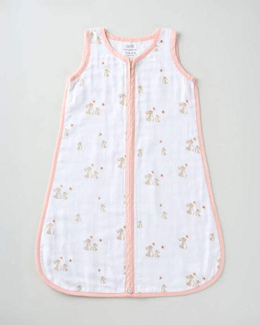Aariro Baby Sleeping Bag-Honey Bunny-100% Organic Cotton-Pink-Newborn Bed-0-6M