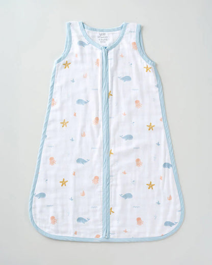 Aariro Baby Sleeping Bag-Under the Sea-100% Organic Cotton-Sky Blue-Newborn Bed-0-6M