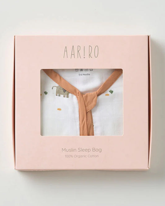 Aariro Baby Sleeping Bag-Wild Safari-100% Organic Cotton-Orange-Newborn Bed-0-6M