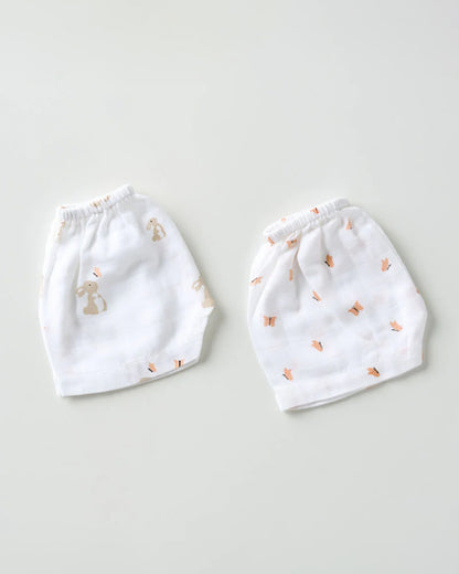 Aariro White Shorts-Honey Bunny-100% Organic Cotton Muslin-Pack of 2-For Infants
