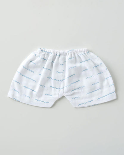 Aariro White Shorts-Under the Sea-100% Organic Cotton Muslin-Pack of 2-For Infants
