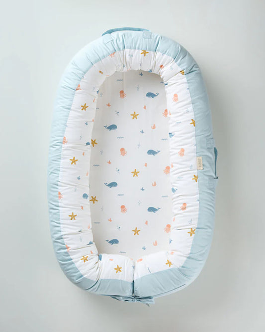 Aariro Cozy Nest-Baby Gadda Set-Under the Sea-Organic Cotton-Newborn Bed-0-8M