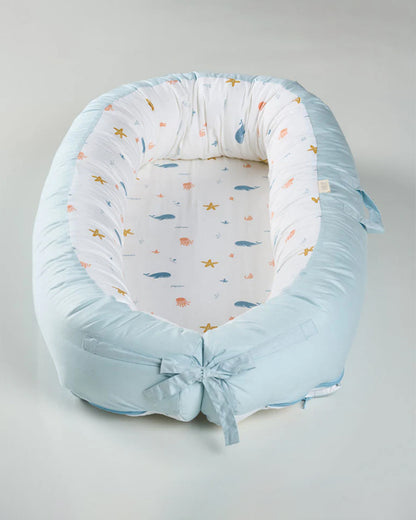Aariro Cozy Nest-Baby Gadda Set-Under the Sea-Organic Cotton-Newborn Bed-0-8M