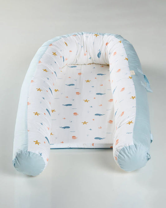Aariro Cozy Nest-Baby Gadda Set-Under the Sea-Organic Cotton-Newborn Bed-0-8M