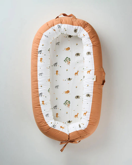 Aariro Cozy Nest-Baby Gadda Set-Wild Safari-Organic Cotton-Newborn Bed-0-8M
