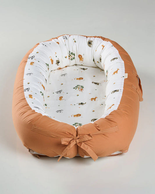 Aariro Cozy Nest-Baby Gadda Set-Wild Safari-Organic Cotton-Newborn Bed-0-8M