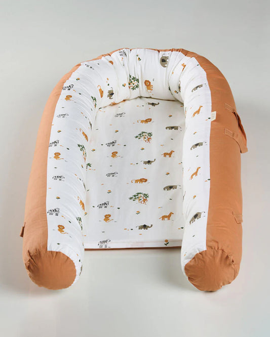 Aariro Cozy Nest-Baby Gadda Set-Wild Safari-Organic Cotton-Newborn Bed-0-8M