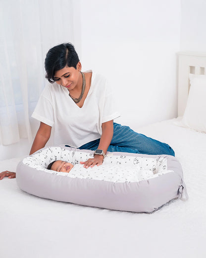 Aariro Cozy Nest-Baby Gadda Set-Wild Safari-Organic Cotton-Newborn Bed-0-8M
