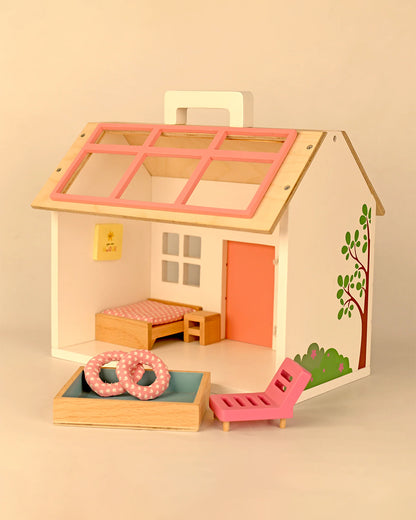 Playbox Pop’s Pool Side Villa-Doll House-Includes 8 Pieces-Enhances Imagination-36M+