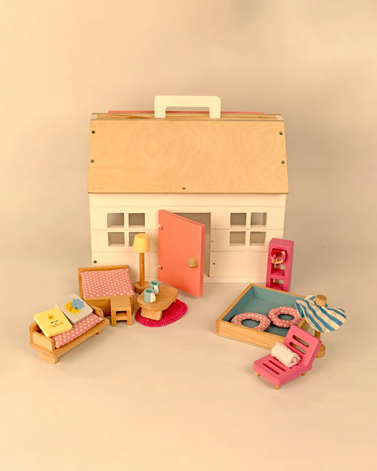 Playbox Pop’s Pool Side Villa-Doll House-Includes 8 Pieces-Enhances Imagination-36M+