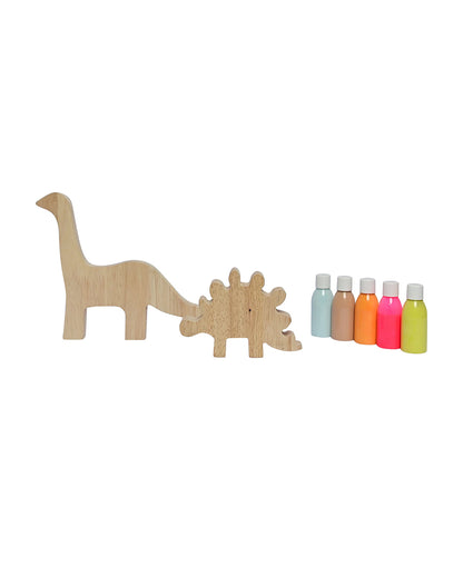 Playbox Wooden Dino Set-Art & Craft Kit-Include 5 Paint Colors-Enhances Fine Motor Skills-12M+