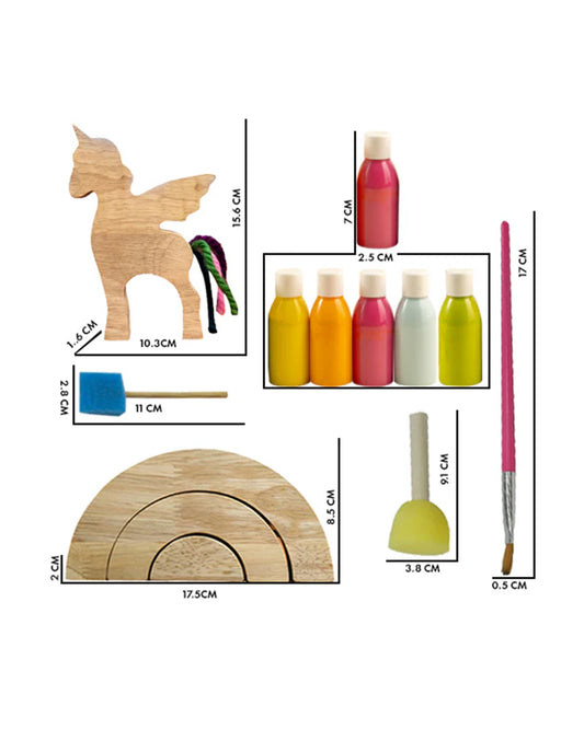 Playbox Wooden Unicorn Set-Art & Craft Kit-Include 5 Paint Colors-Enhances Fine Motor Skills-12M+