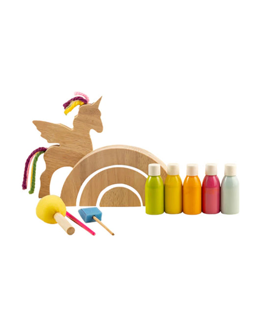 Playbox Wooden Unicorn Set-Art & Craft Kit-Include 5 Paint Colors-Enhances Fine Motor Skills-12M+