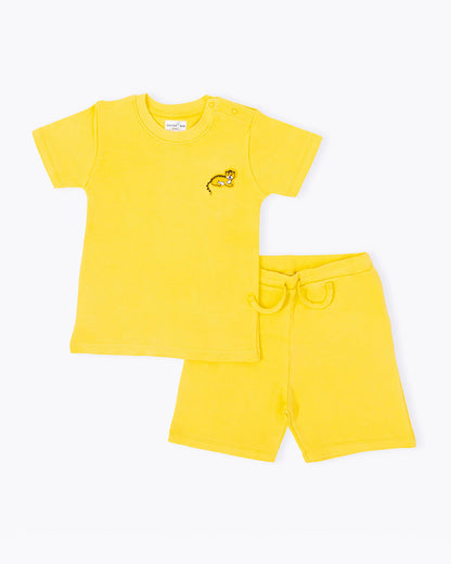 Cotton Bug Yellow T-shirt & Shorts Set-Tiger-Organic Cotton-For Infants