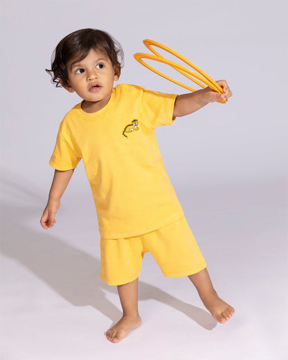 Cotton Bug Yellow T-shirt & Shorts Set-Tiger-Organic Cotton-For Infants