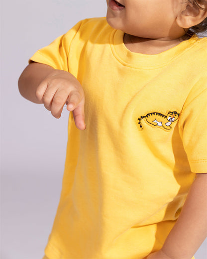 Cotton Bug Yellow T-shirt & Shorts Set-Tiger-Organic Cotton-For Infants