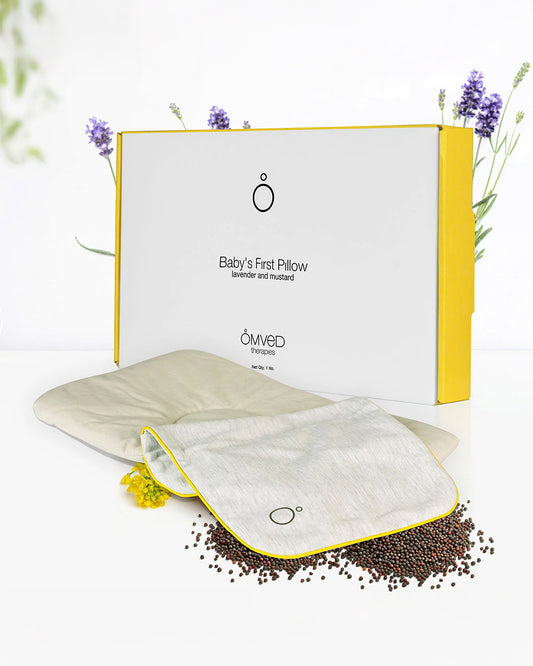 Omved Therapies Baby Mustard Pillow with Lavender-Supports Head Shaping-Removable & washable-Grey-For Infants