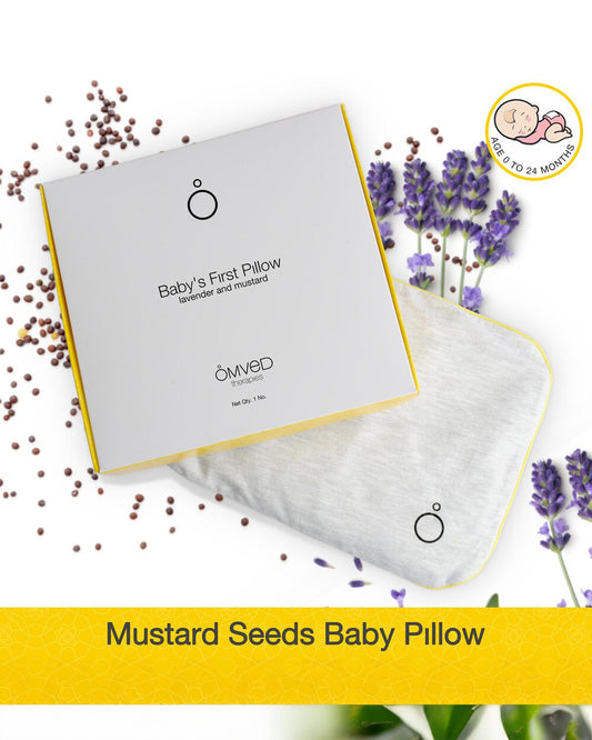 Omved Therapies Baby Mustard Pillow with Lavender-Supports Head Shaping-Removable & washable-Grey-For Infants