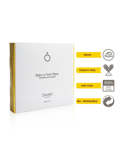 Omved Therapies Baby Mustard Pillow with Lavender-Supports Head Shaping-Removable & washable-Grey-For Infants