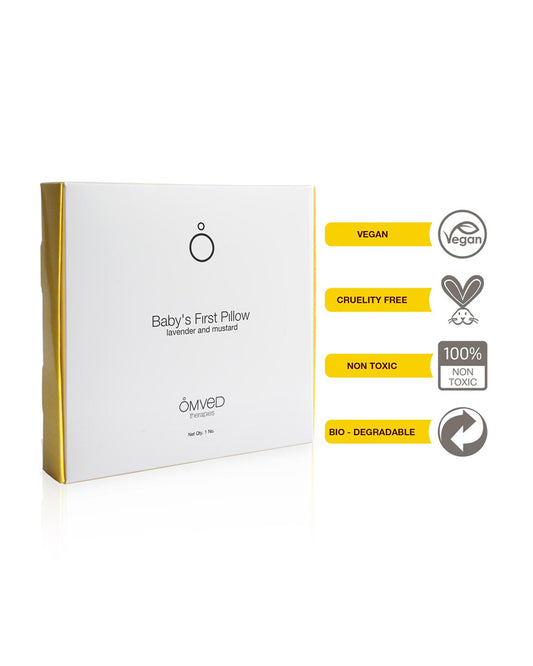 Omved Therapies Baby Mustard Pillow with Lavender-Supports Head Shaping-Removable & washable-Grey-For Infants