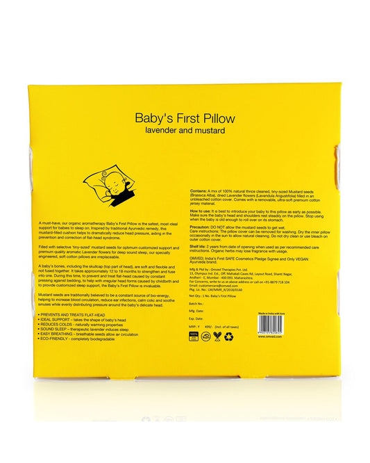 Omved Therapies Baby Mustard Pillow with Lavender-Supports Head Shaping-Removable & washable-Grey-For Infants