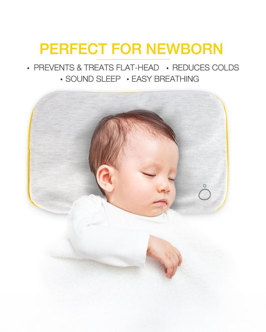 Omved Therapies Baby Mustard Pillow with Lavender-Supports Head Shaping-Removable & washable-Grey-For Infants
