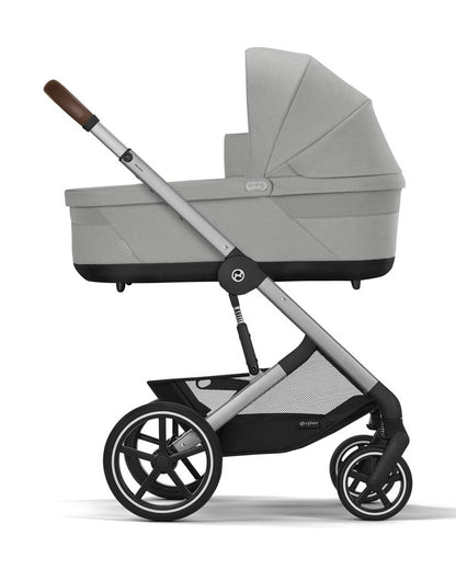 Cybex Balios S Lux Stroller-With Advanced Suspension-Height Adjustable Parent Handle Bar-Reversible & Flat Reclining Seat-One Hand Fold-2 Years Warranty-For 0 to 4Y (Upto 22 Kg)-Silver Frame & Stone Grey Seat