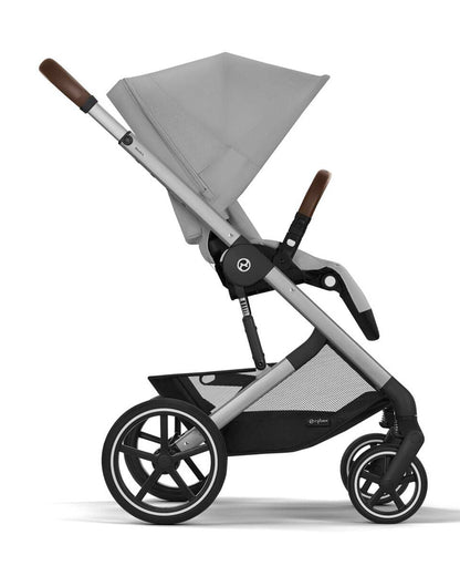 Cybex Balios S Lux Stroller-With Advanced Suspension-Height Adjustable Parent Handle Bar-Reversible & Flat Reclining Seat-One Hand Fold-2 Years Warranty-For 0 to 4Y (Upto 22 Kg)-Silver Frame & Stone Grey Seat