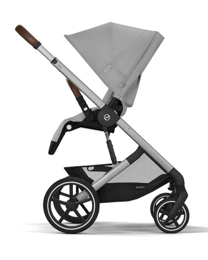 Cybex Balios S Lux Stroller-With Advanced Suspension-Height Adjustable Parent Handle Bar-Reversible & Flat Reclining Seat-One Hand Fold-2 Years Warranty-For 0 to 4Y (Upto 22 Kg)-Silver Frame & Stone Grey Seat