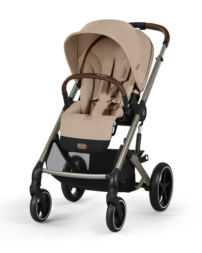Cybex Balios S Lux Stroller-With Advanced Suspension-Height Adjustable Parent Handle Bar-Reversible & Flat Reclining Seat-One Hand Fold-2 Years Warranty-For 0 to 4Y (Upto 22 Kg)-Taupe Frame & Almond Beige Seat