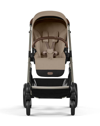 Cybex Balios S Lux Stroller-With Advanced Suspension-Height Adjustable Parent Handle Bar-Reversible & Flat Reclining Seat-One Hand Fold-2 Years Warranty-For 0 to 4Y (Upto 22 Kg)-Taupe Frame & Almond Beige Seat