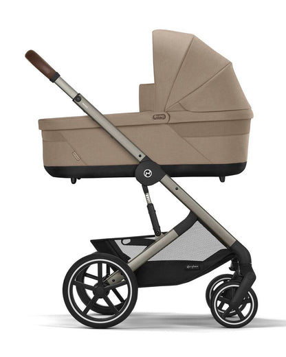 Cybex Balios S Lux Stroller-With Advanced Suspension-Height Adjustable Parent Handle Bar-Reversible & Flat Reclining Seat-One Hand Fold-2 Years Warranty-For 0 to 4Y (Upto 22 Kg)-Taupe Frame & Almond Beige Seat
