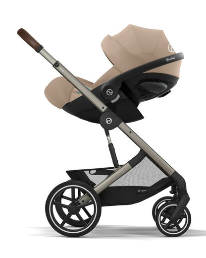 Cybex Balios S Lux Stroller & Cloud G i-Size Plus Car Seat Travel System-Includes Adapters-Taupe Frame & Almond Beige