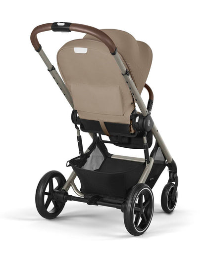 Cybex Balios S Lux Stroller-With Advanced Suspension-Height Adjustable Parent Handle Bar-Reversible & Flat Reclining Seat-One Hand Fold-2 Years Warranty-For 0 to 4Y (Upto 22 Kg)-Taupe Frame & Almond Beige Seat