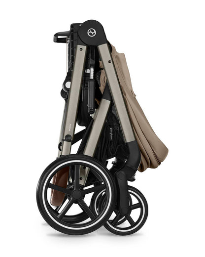 Cybex Balios S Lux Stroller-With Advanced Suspension-Height Adjustable Parent Handle Bar-Reversible & Flat Reclining Seat-One Hand Fold-2 Years Warranty-For 0 to 4Y (Upto 22 Kg)-Taupe Frame & Almond Beige Seat